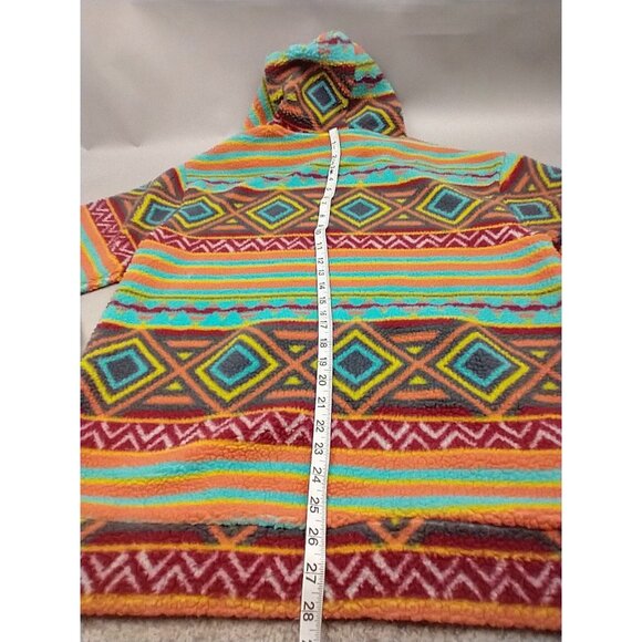 RF Brand Mens Hoodie L Aztec Pullover Sweater Sweatshirt Southwestern Fleece - Picture 6 of 7